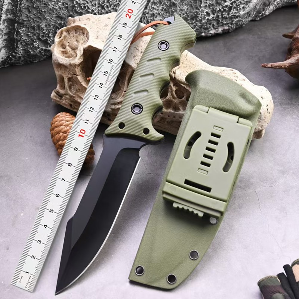 Premium Tactical Survival Knife Fixed Blade EDC Hunting Gear with Sheath & GFN Handle