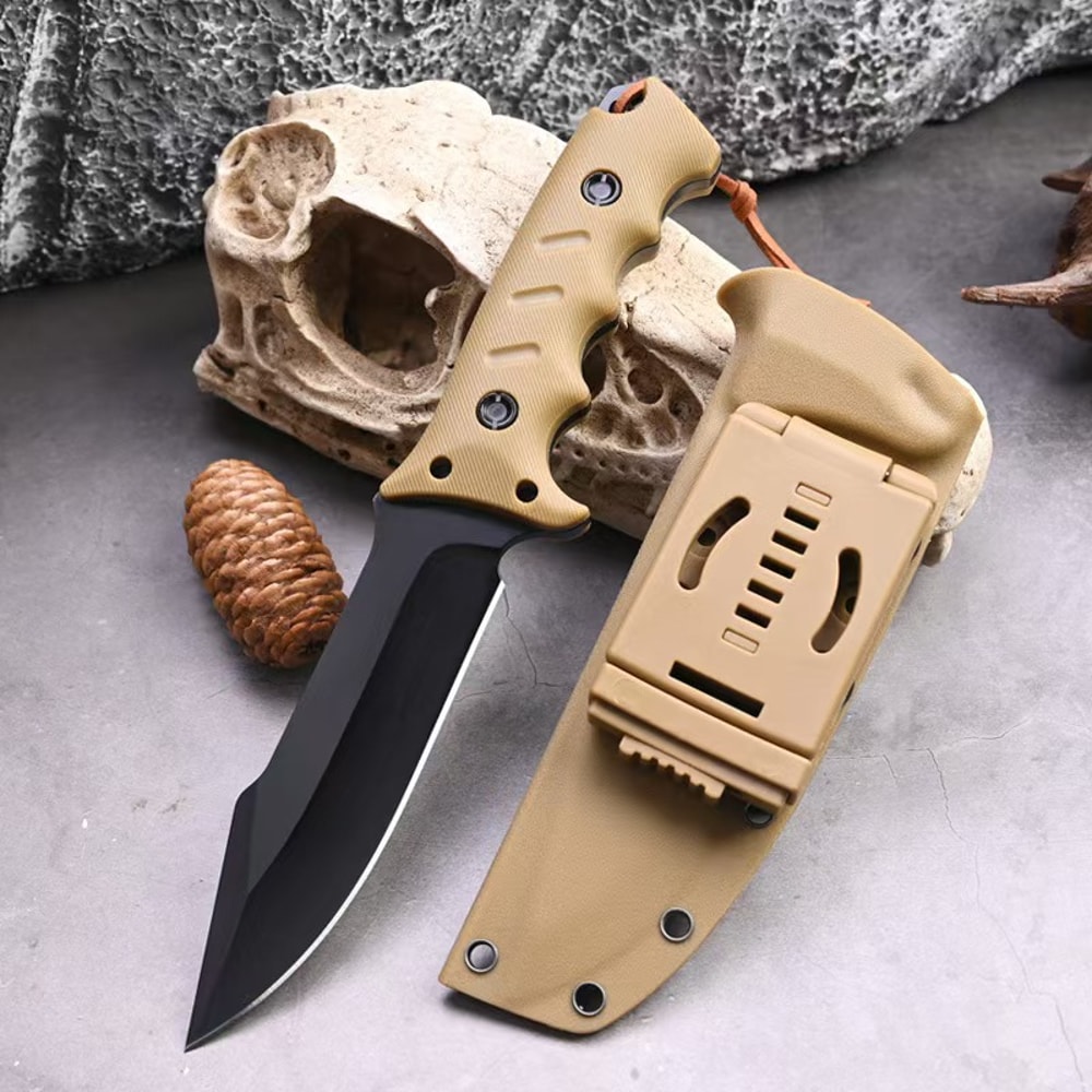 Premium Tactical Survival Knife Fixed Blade EDC Hunting Gear with Sheath & GFN Handle