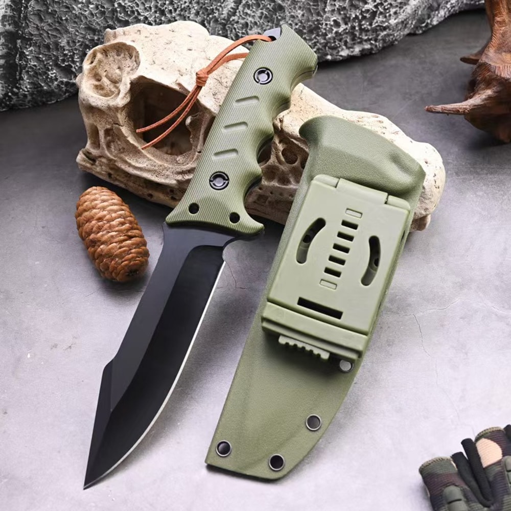 Premium Tactical Survival Knife Fixed Blade EDC Hunting Gear with Sheath & GFN Handle