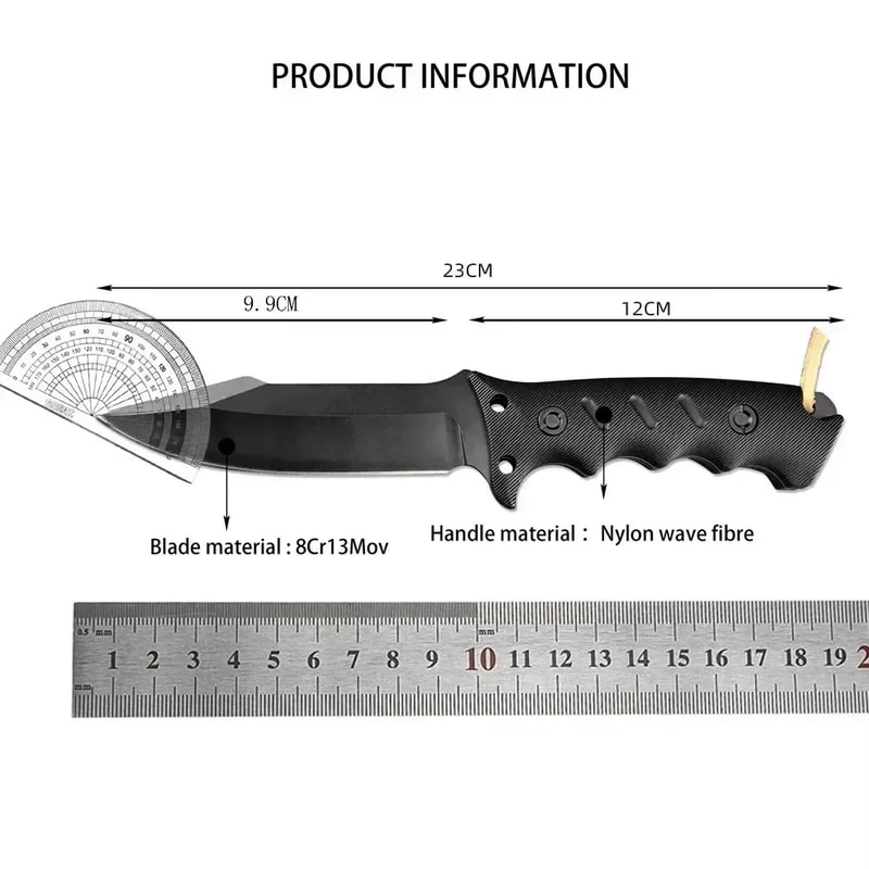 Premium Tactical Survival Knife Fixed Blade EDC Hunting Gear with Sheath & GFN Handle