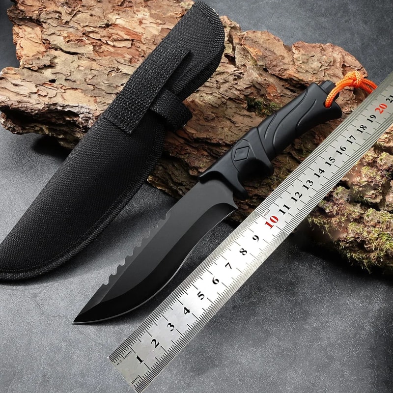 Durable Stainless Steel Tactical Fixed Blade Knife with ABS Handle Perfect for Hunting, Camping, and Survival