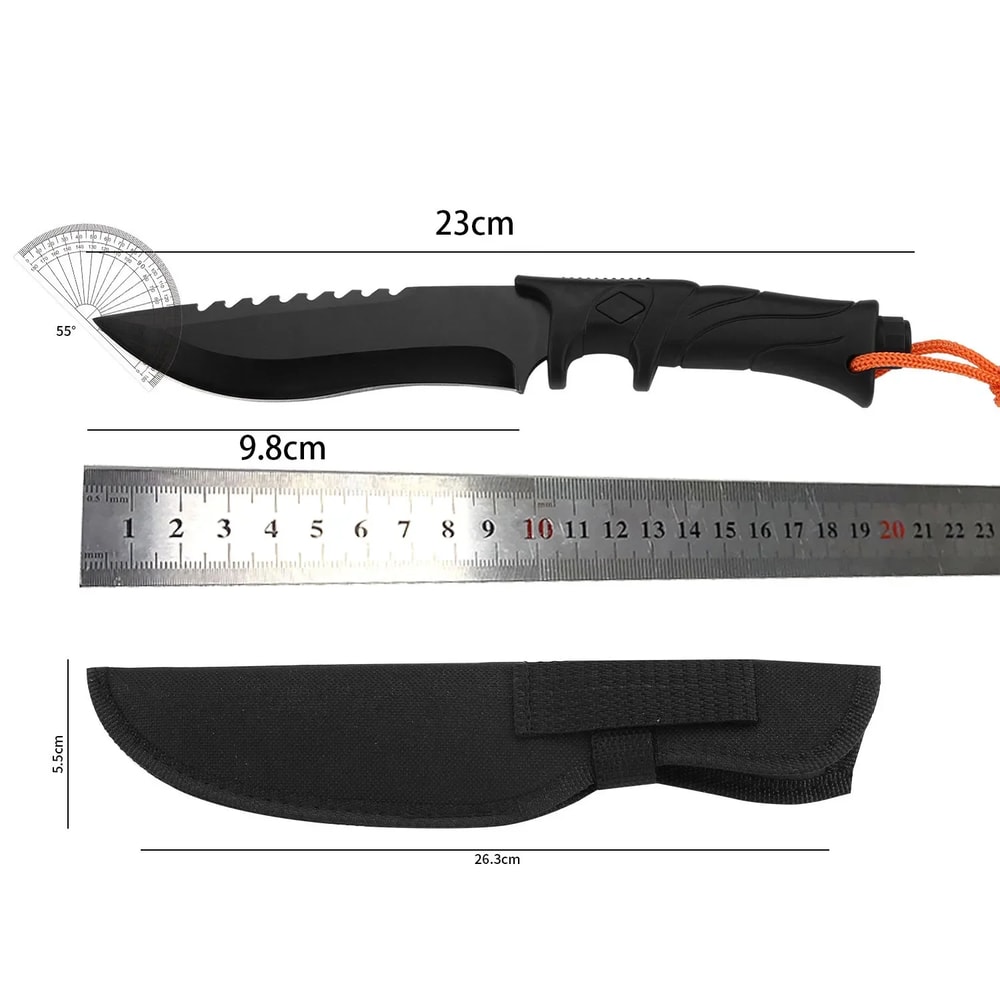 Durable Stainless Steel Tactical Fixed Blade Knife with ABS Handle Perfect for Hunting, Camping, and Survival