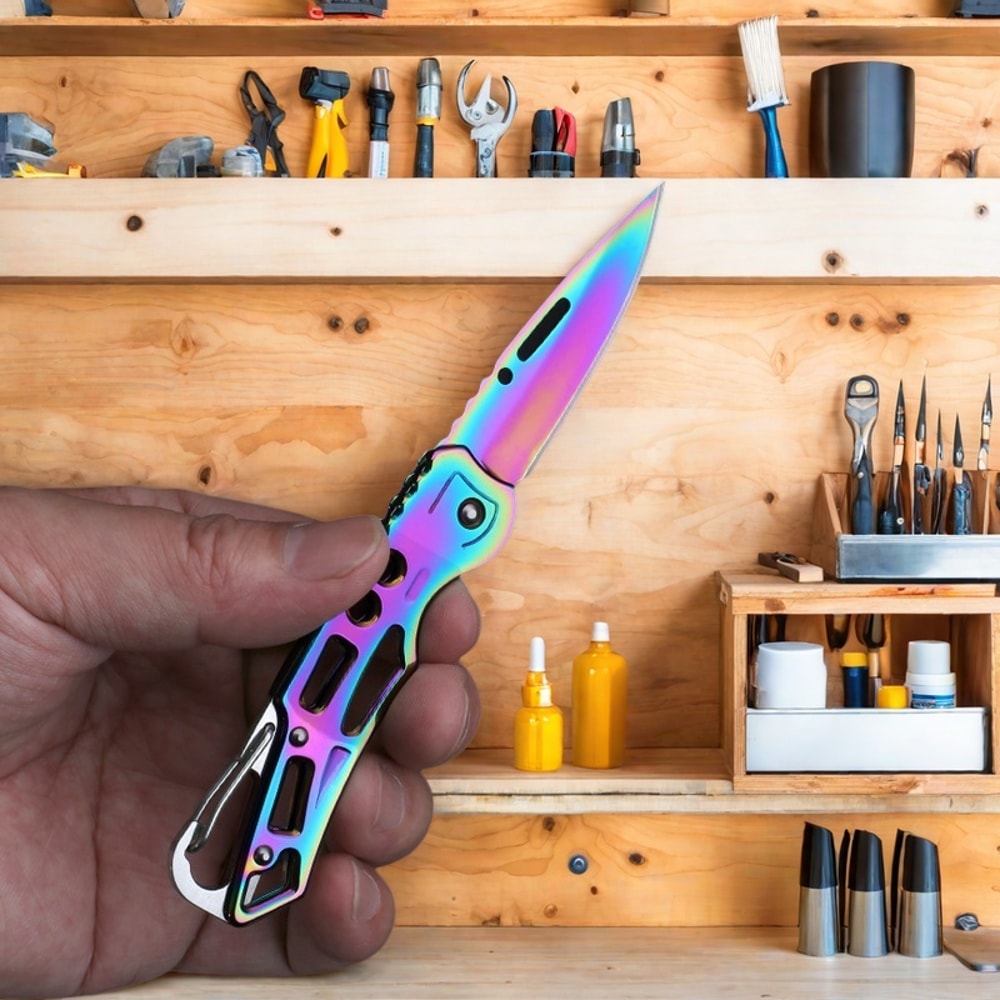 Compact Stainless Steel Pocket Knife Mini Folding Keychain Knife for Everyday Carry & Outdoor Use