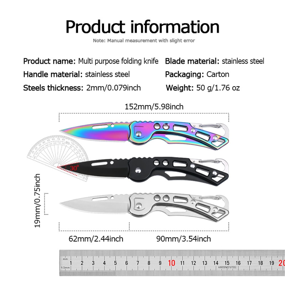 Compact Stainless Steel Pocket Knife Mini Folding Keychain Knife for Everyday Carry & Outdoor Use