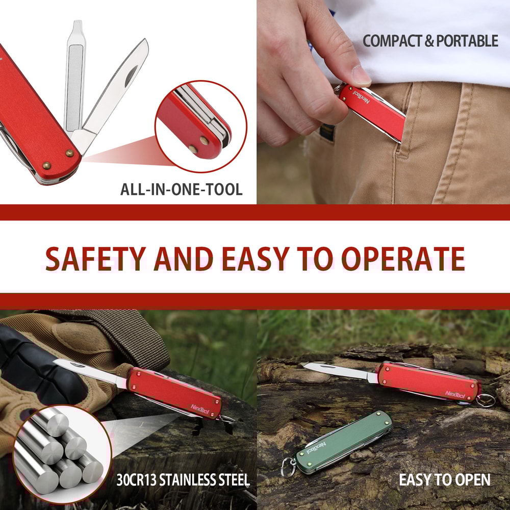 Mini Folding Pocket Knife Multifunctional Outdoor Scissors Screwdriver Nail File Creative Tool 2