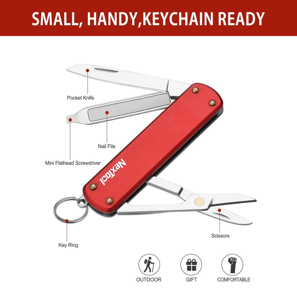 Mini Folding Pocket Knife Multifunctional Outdoor Scissors Screwdriver Nail File Creative Tool 5