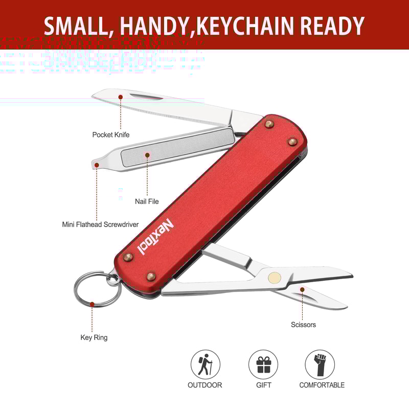 Mini Folding Pocket Knife Multifunctional Outdoor Scissors Screwdriver Nail File Creative Tool 5