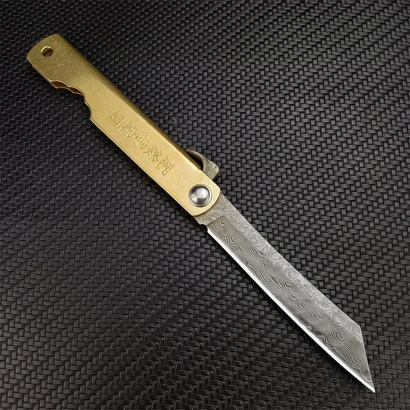 Heavy-Duty Folding Knife Premium Copper Handle EDC Survival Tool for Hunting and Camping