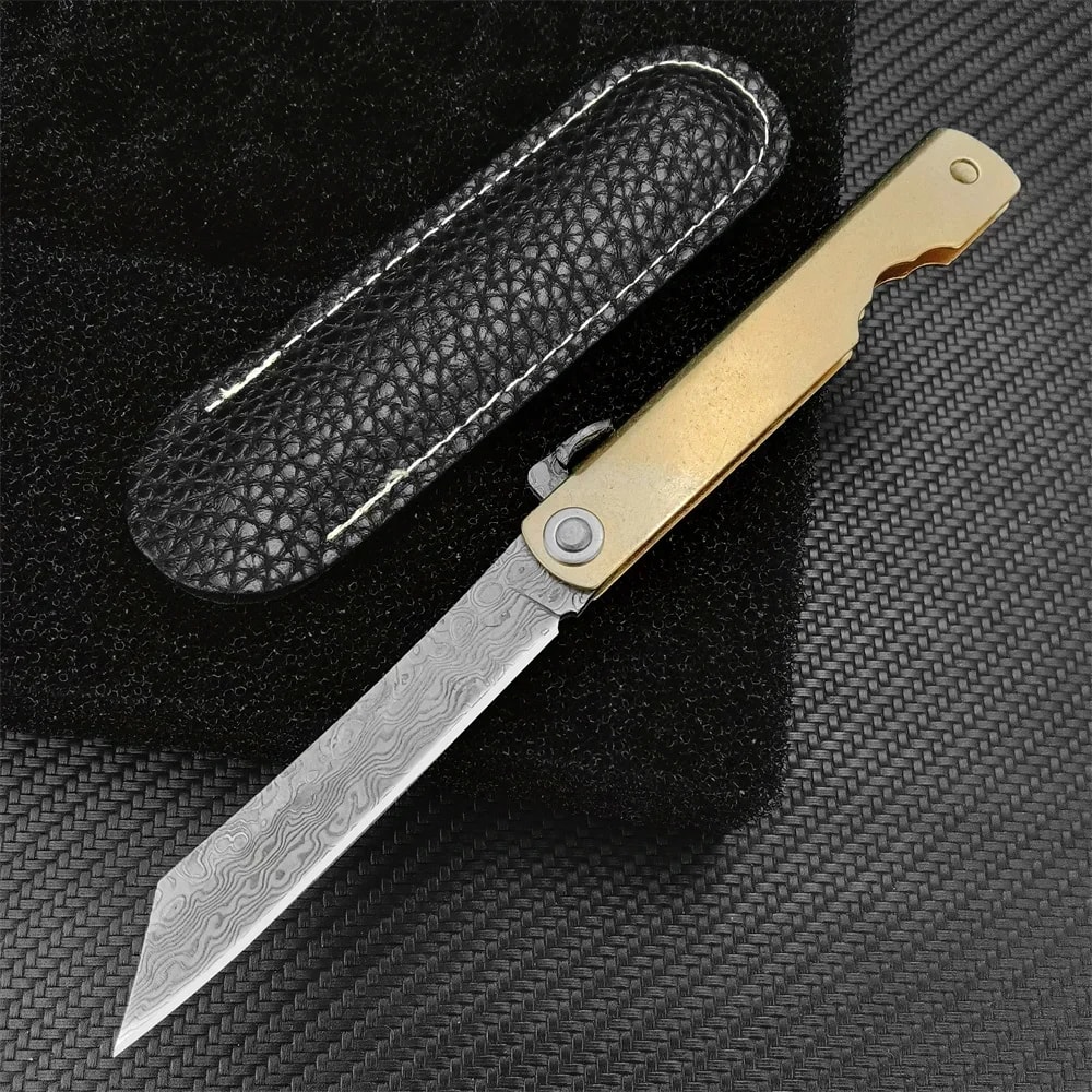 Heavy-Duty Folding Knife Premium Copper Handle EDC Survival Tool for Hunting and Camping
