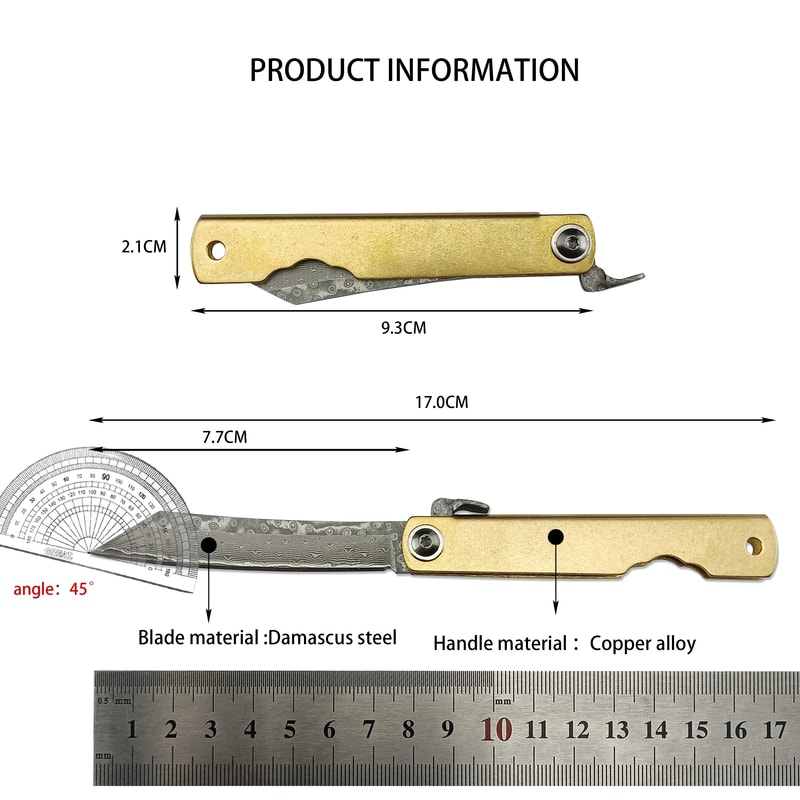 Heavy-Duty Folding Knife Premium Copper Handle EDC Survival Tool for Hunting and Camping