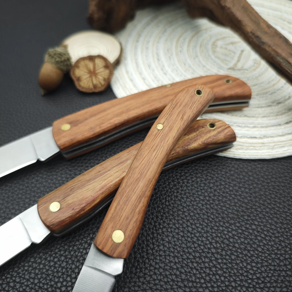 Stainless Steel Folding Pocket Knife Premium Fillet Knife with Rosewood Handle for Fishing & Outdoor Adventures