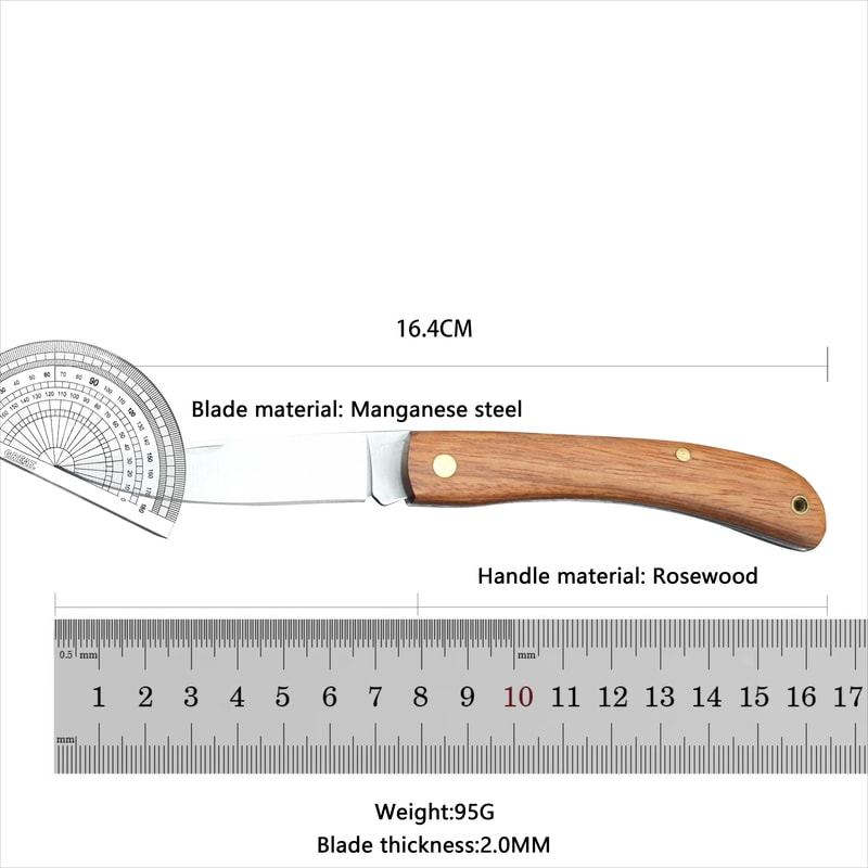 Stainless Steel Folding Pocket Knife Premium Fillet Knife with Rosewood Handle for Fishing & Outdoor Adventures