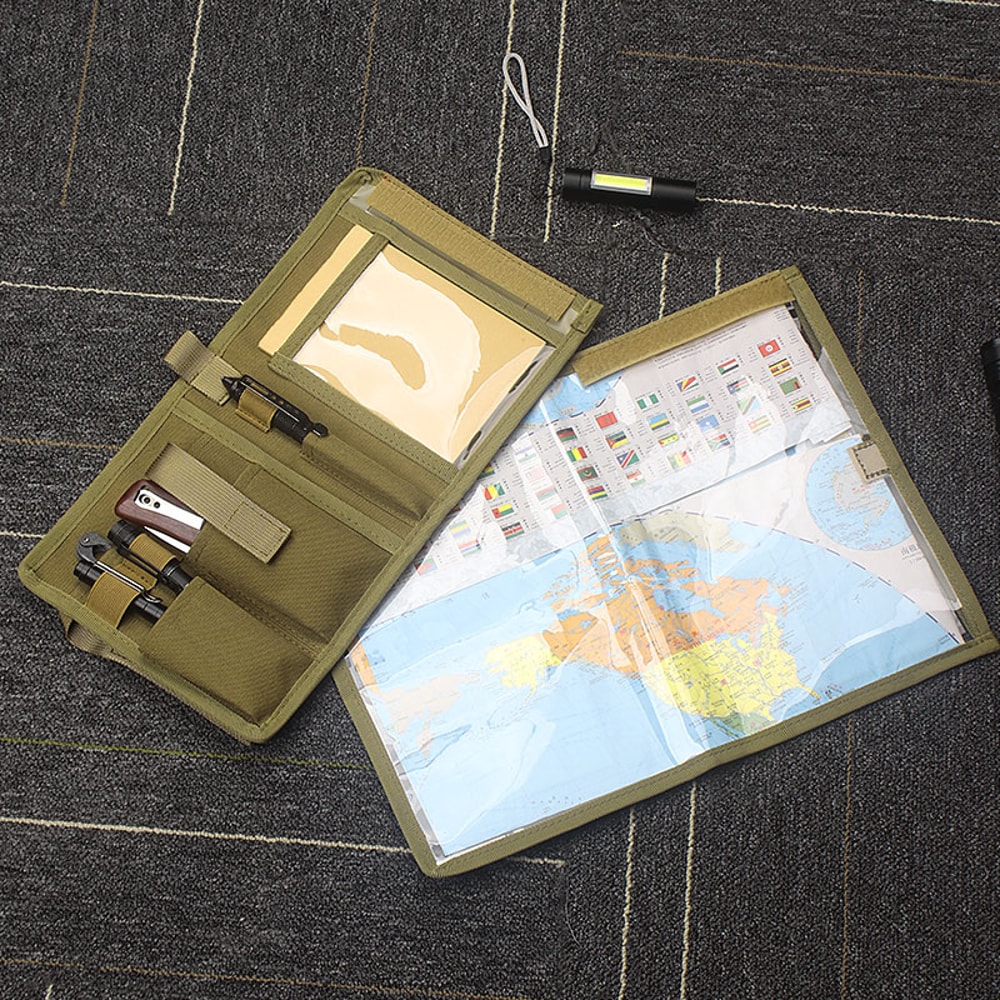Tactical Map Case Notebook Weatherproof Multifunctional Case for Outdoor & Hiking Activities