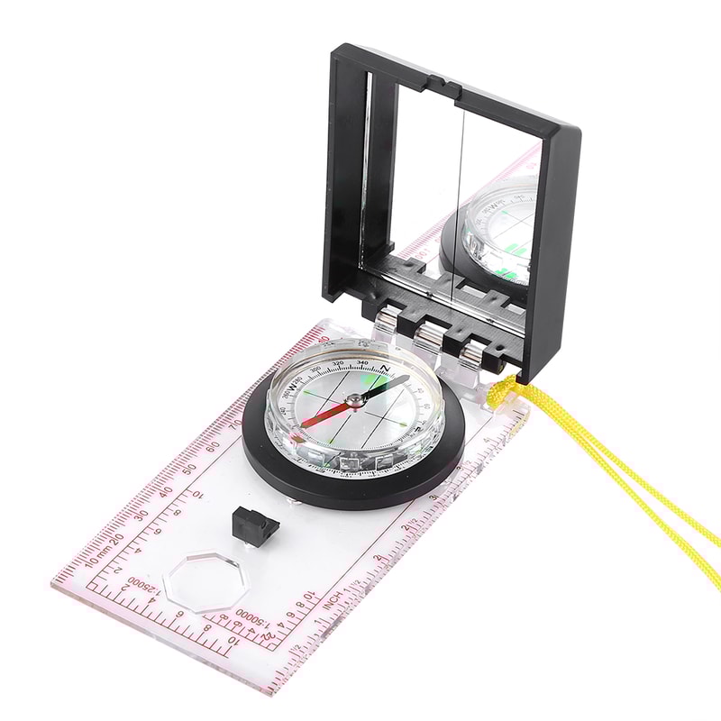 Multifunctional Emergency Kit with Mapping Ruler and Mirror for Outdoor Activities