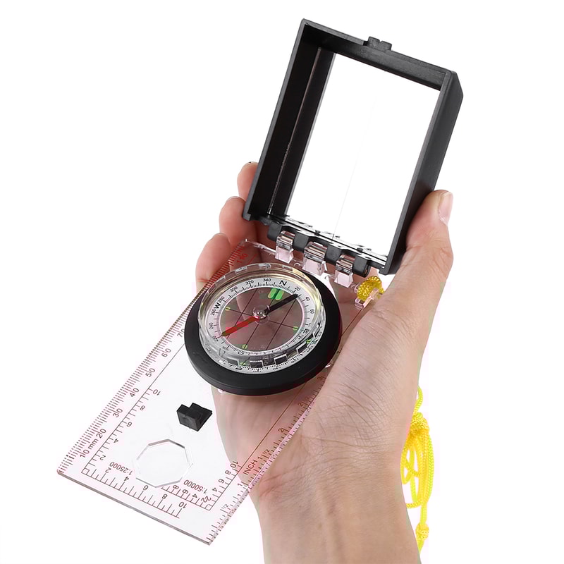 Multifunctional Emergency Kit with Mapping Ruler and Mirror for Outdoor Activities