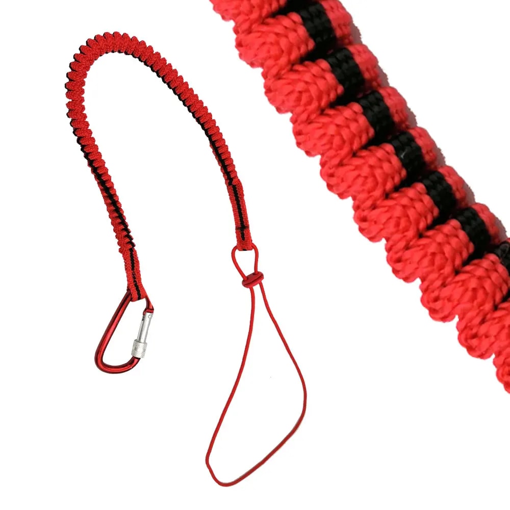 Heavy-Duty Bungee Tool Lanyard with Carabiner Hook Capacity for Climbing & Safety Work