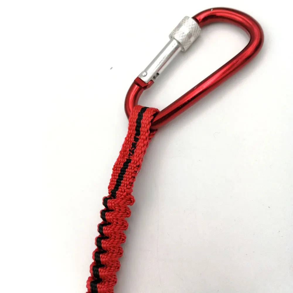 Heavy-Duty Bungee Tool Lanyard with Carabiner Hook Capacity for Climbing & Safety Work