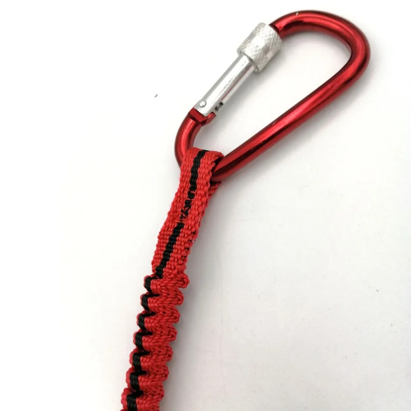 Heavy-Duty Bungee Tool Lanyard with Carabiner Hook Capacity for Climbing & Safety Work