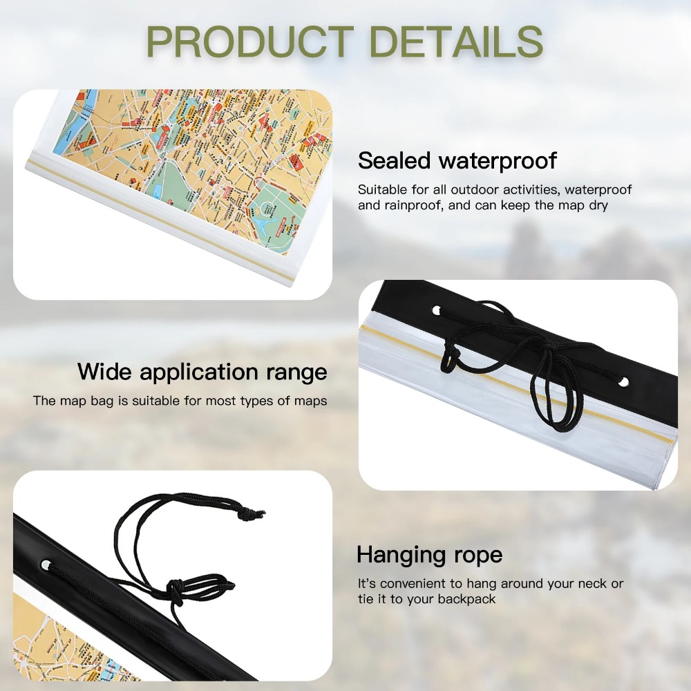 Waterproof PVC Map Case With Zipper For Outdoor Camping Travel Storage 4
