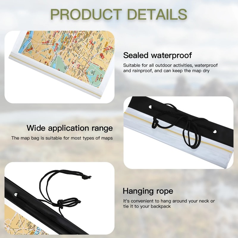 Waterproof PVC Map Case With Zipper For Outdoor Camping Travel Storage 4