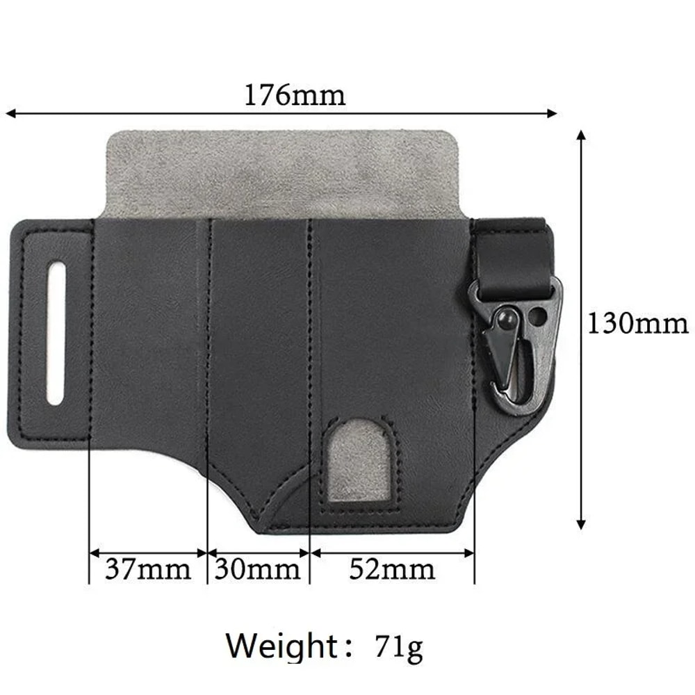 Tactical Leather Waist Bag Portable Multi-Tool Storage Holster for Outdoor Camping, Hunting, and Hiking