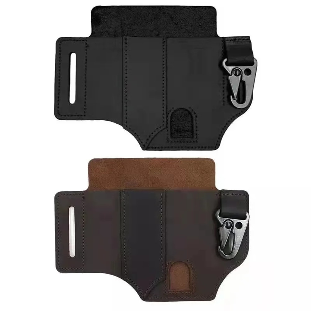 Tactical Leather Waist Bag Portable Multi-Tool Storage Holster for Outdoor Camping, Hunting, and Hiking