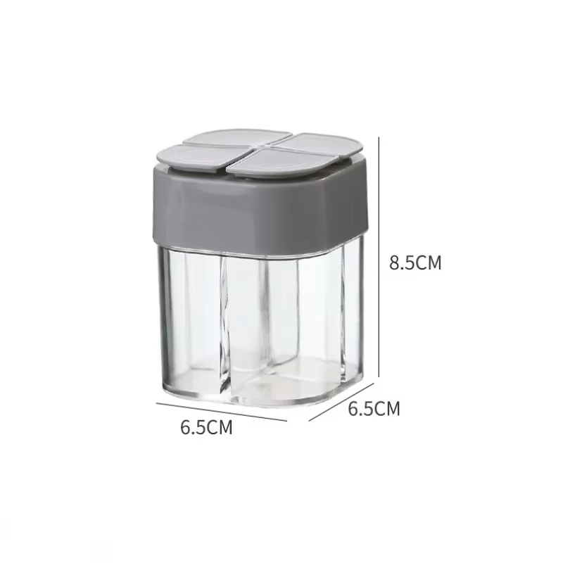 Camping Spice Dispenser Jar with Lid Transparent, Compartment Salt & Pepper Shaker for Outdoor Cooking & Barbecue