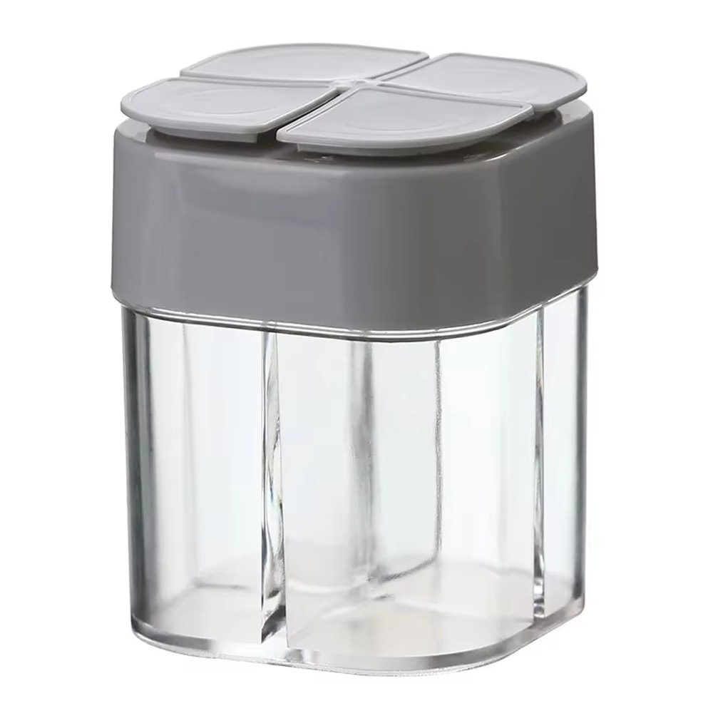 Camping Spice Dispenser Jar with Lid Transparent, Compartment Salt & Pepper Shaker for Outdoor Cooking & Barbecue