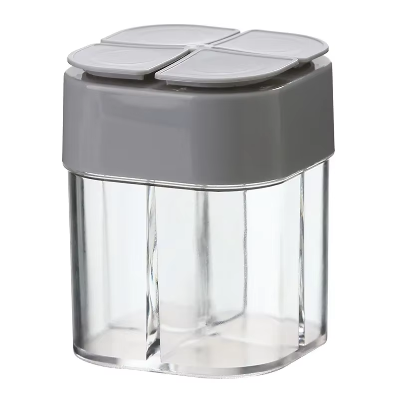 Camping Spice Dispenser Jar with Lid Transparent, Compartment Salt & Pepper Shaker for Outdoor Cooking & Barbecue
