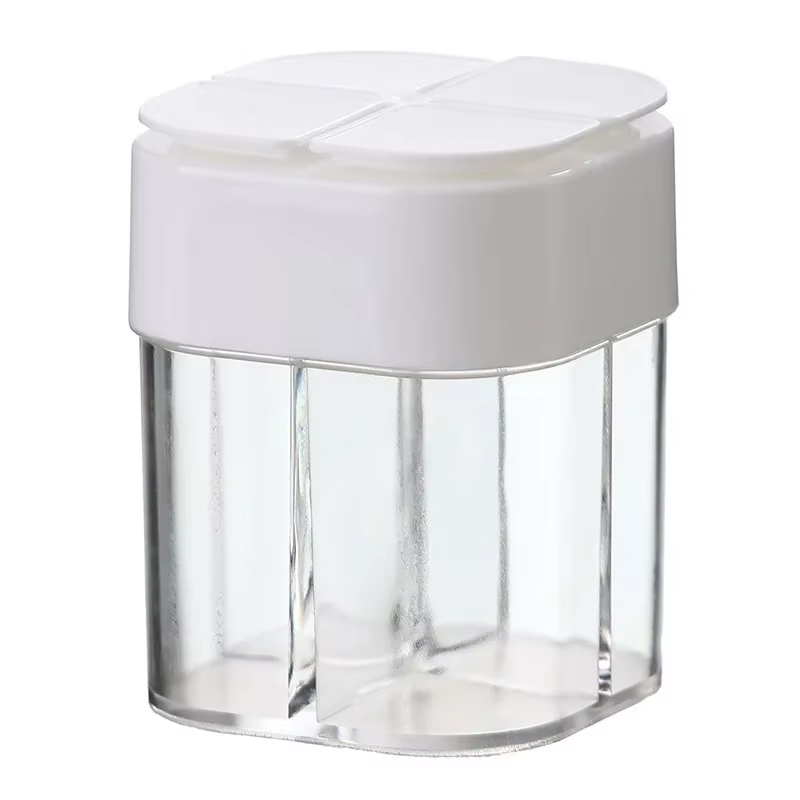 Camping Spice Dispenser Jar with Lid Transparent, Compartment Salt & Pepper Shaker for Outdoor Cooking & Barbecue