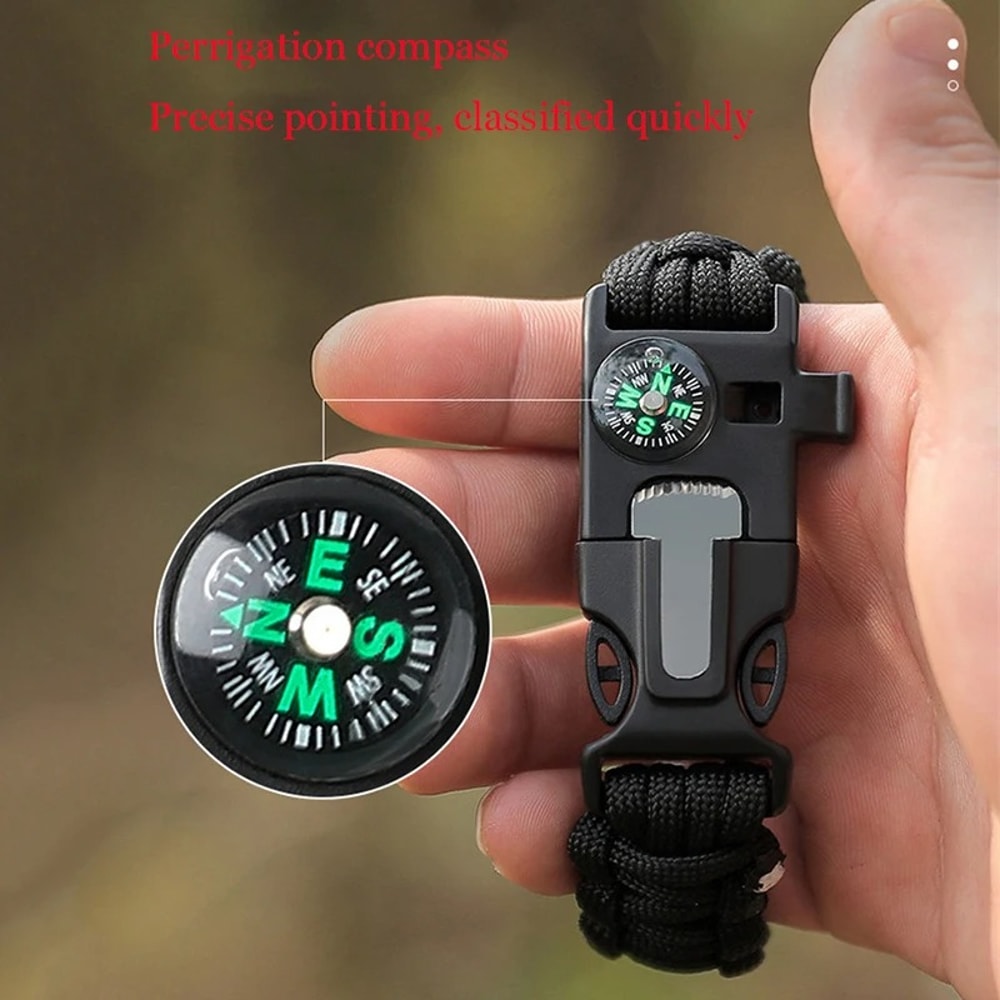 Survival Bracelet With Compass Whistle Multifunction Tactical Camping Gear 1