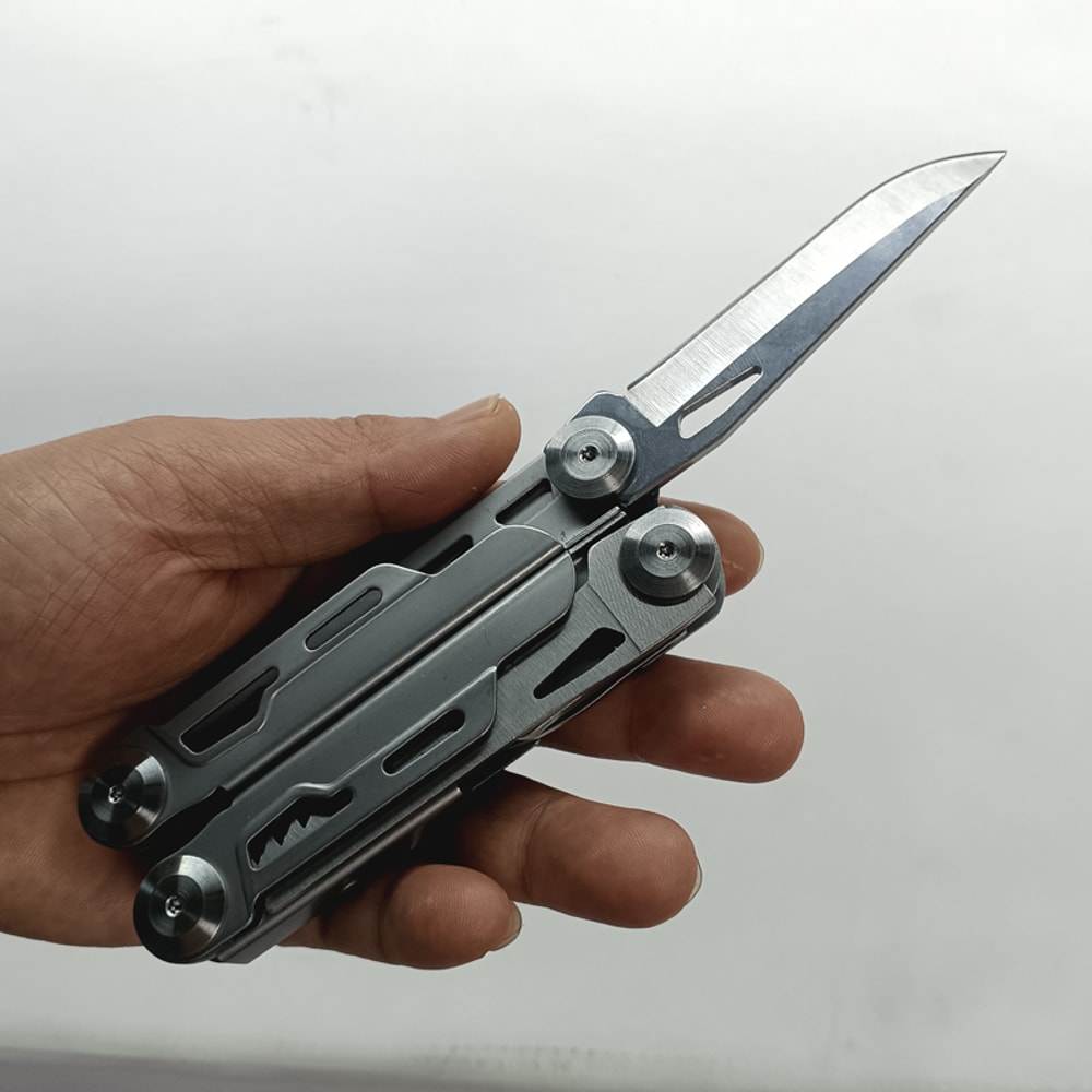 Premium Stainless Steel Folding Multitool Pliers for Camping, Hiking & Survival Knife, Saw, Screwdriver.