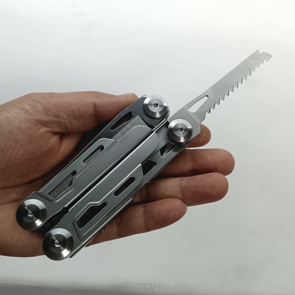 Premium Stainless Steel Folding Multitool Pliers for Camping, Hiking & Survival Knife, Saw, Screwdriver.