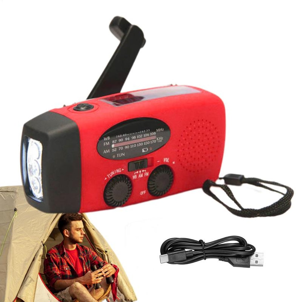 Solar Hand Crank Weather Radio & Emergency Power Bank