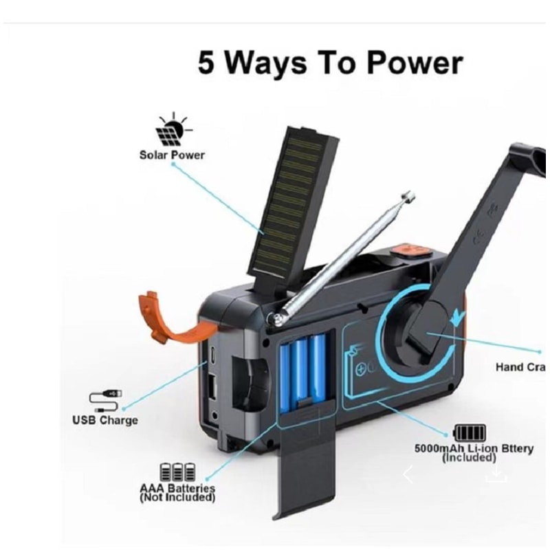 Portable Solar Emergency Radio With Hand Crank Power Bank Reading Lamp 3