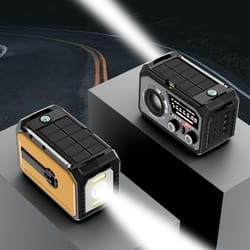 stormready emergency weather radio with hand crank, solar charging and sos light