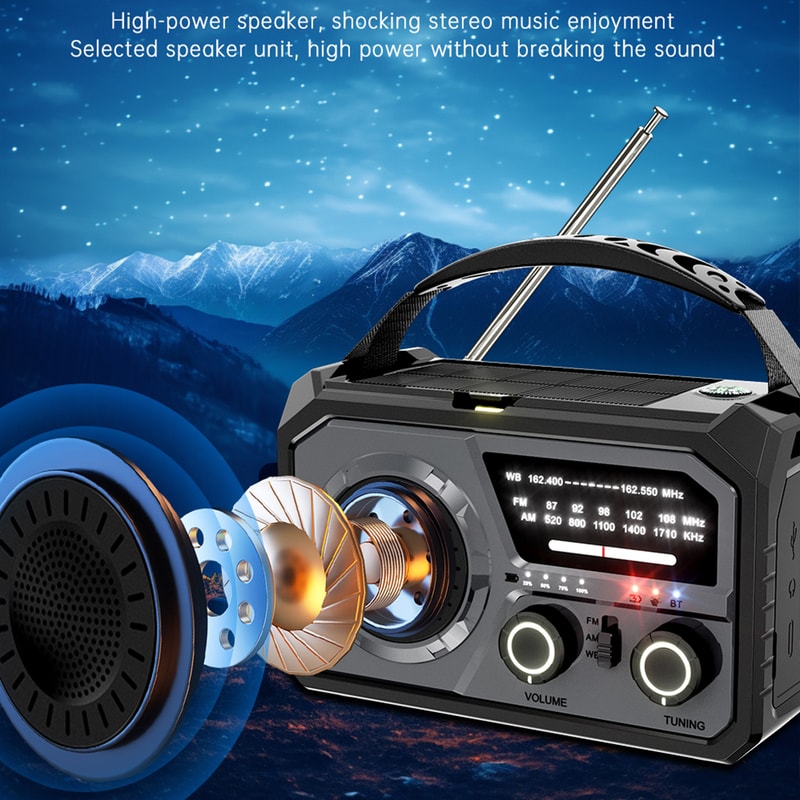 StormReady Emergency Weather Radio with Hand Crank, Solar Charging and SOS Light