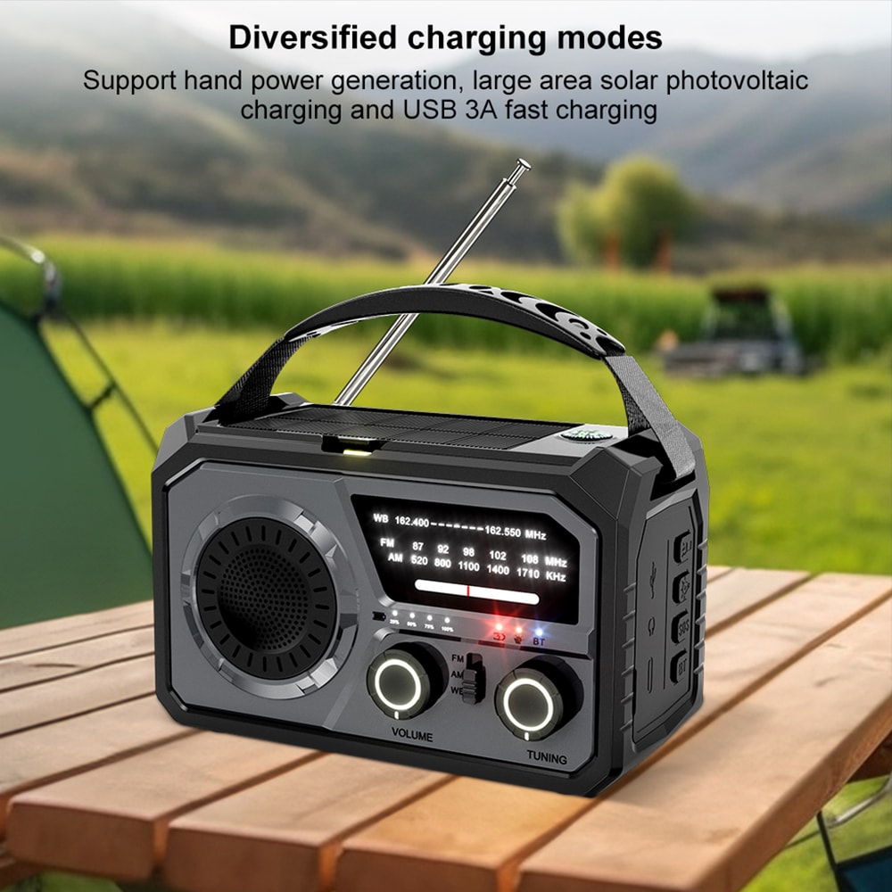 StormReady Emergency Weather Radio with Hand Crank, Solar Charging and SOS Light