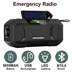 hand crank emergency radio with solar charging, flashlight and sos alarm