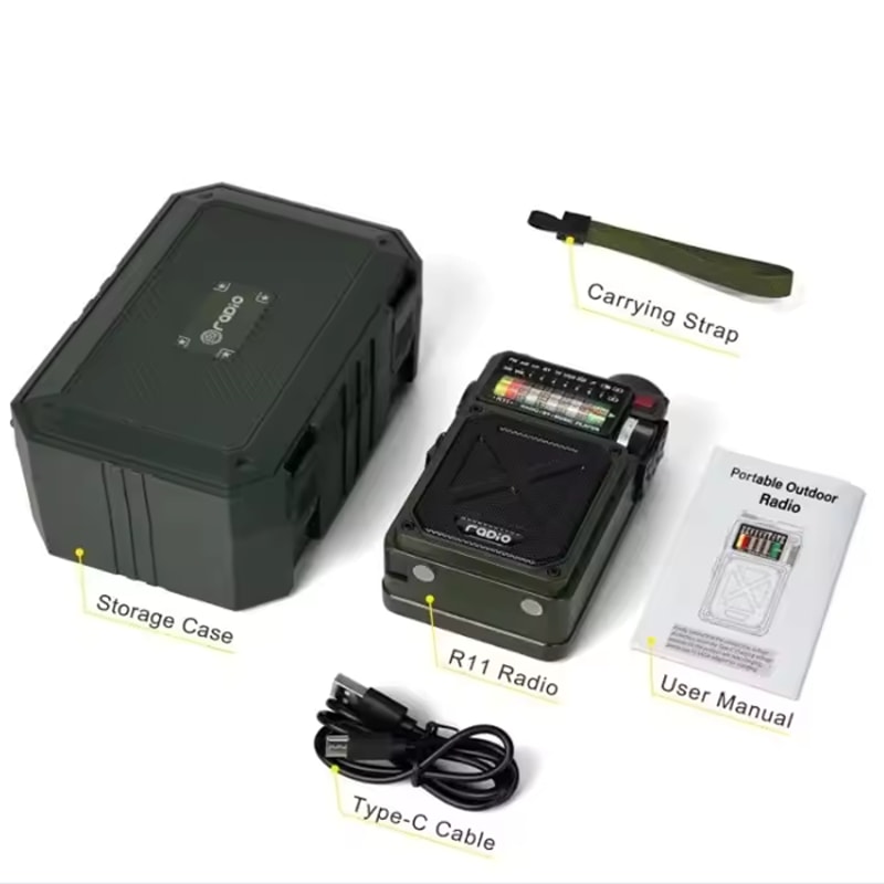 Hand Crank Emergency Radio with Solar Charging, Bluetooth Speaker & Power Bank