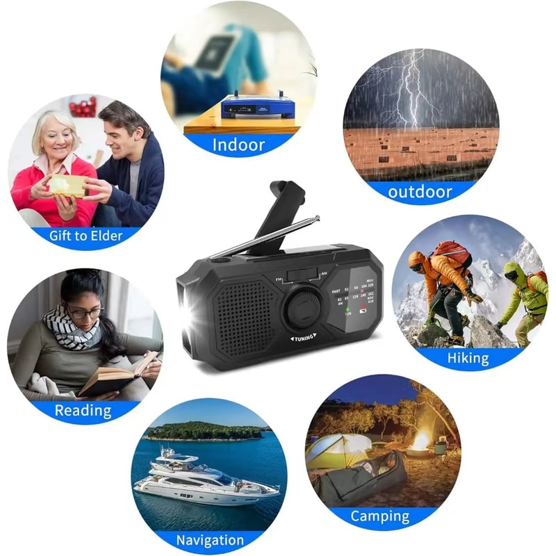 Solar Emergency Radio With Hand Crank Portable Radio And Power Bank 2