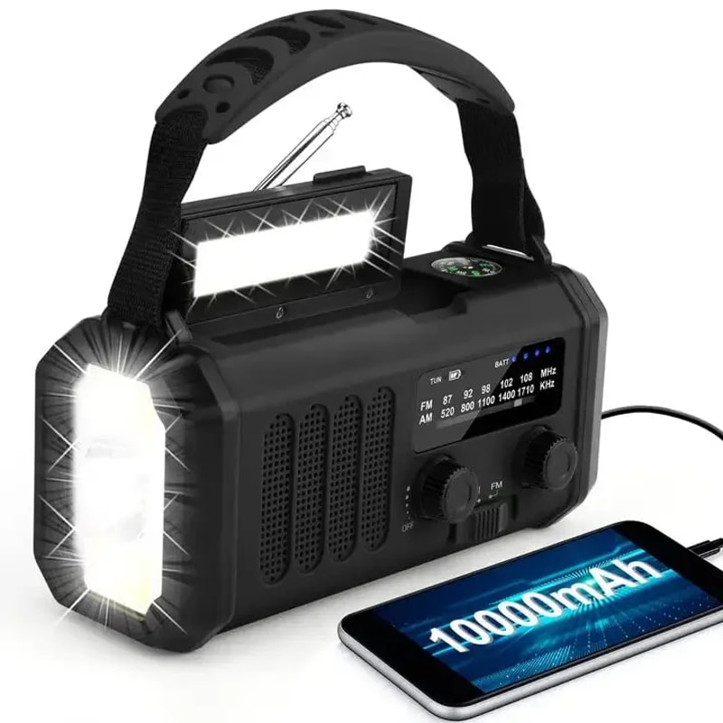 Emergency Weather Radio With NOAA Solar Hand Crank Flashlight 6