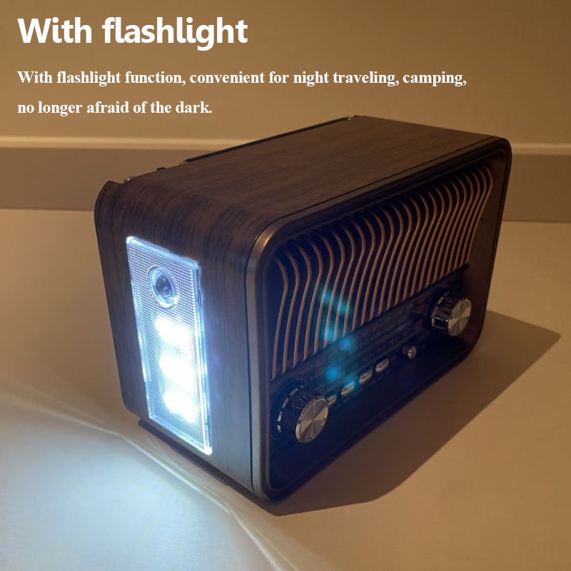 RetroWave Portable AM FM SW Radio Bluetooth Speaker With Flashlight 3