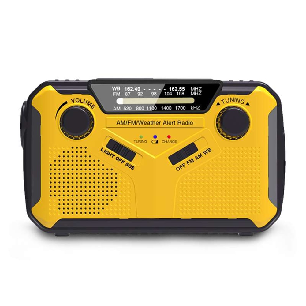 Emergency Weather Radio with Hand Crank, Solar Charging and Flashlight