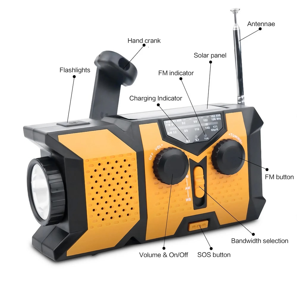 StormReady Emergency Weather Radio With Hand Crank Solar Power And LED Flashlight 4
