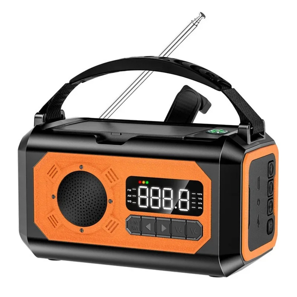 Emergency Weather Radio with Hand Crank, Dual Solar Panels and Phone Charger