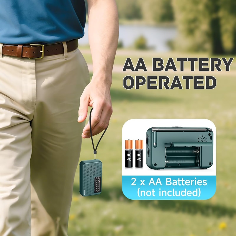 Portable AM FM Pocket Radio Battery Operated With Headphone Jack For Walking And Emergency Use 3