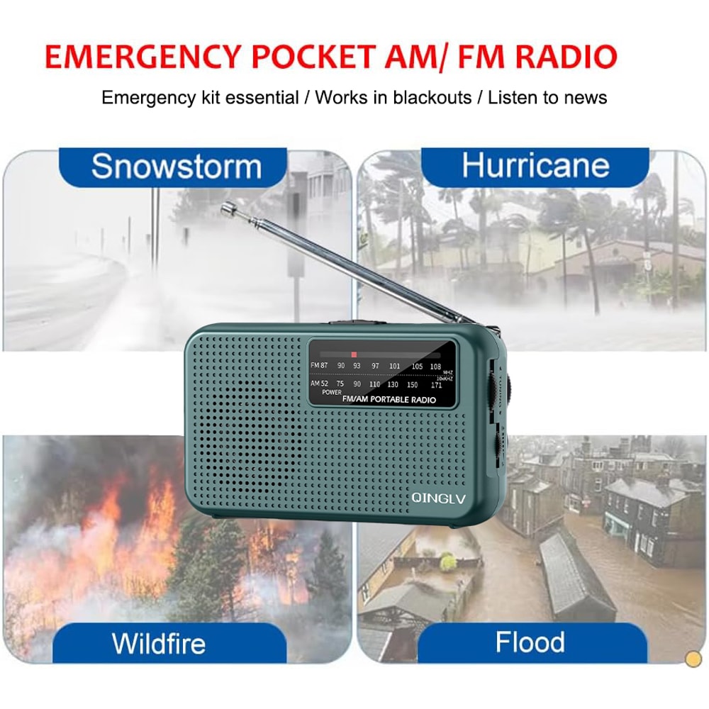 Portable AM FM Pocket Radio Battery Operated With Headphone Jack For Walking And Emergency Use 4