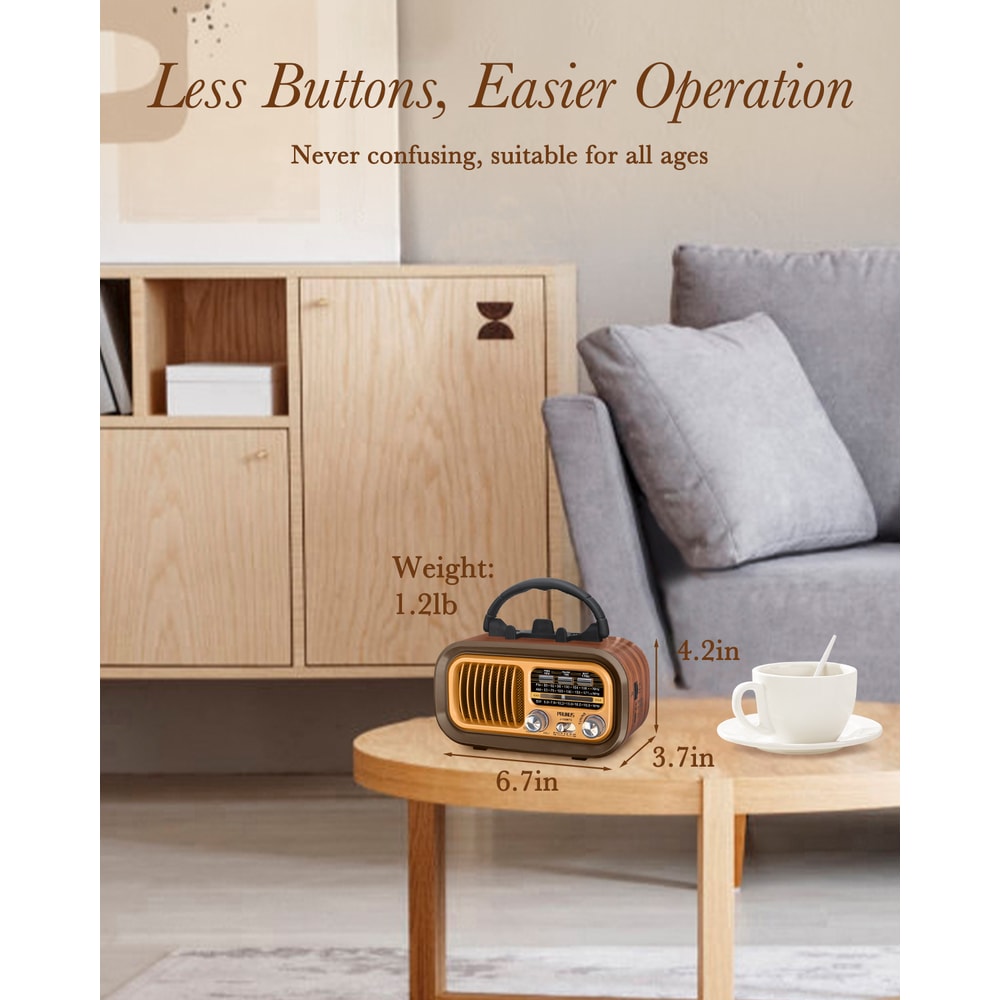 Vintage Solar Bluetooth Radio Speaker With AM FM SW Portable Shortwave Tuner 3