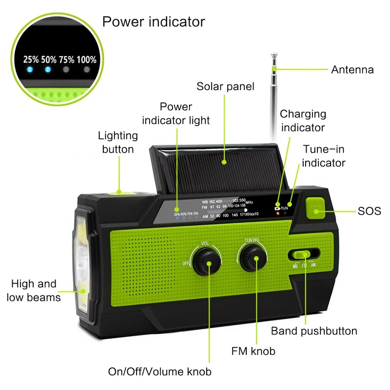 StormReady Solar Hand Crank Emergency Weather Radio with LED Reading Light